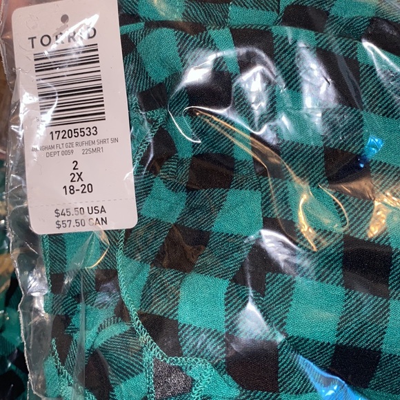 NWT TORRID Ruffle Short - Gauze Retro Gingham Green & Black - Picture 8 of 9